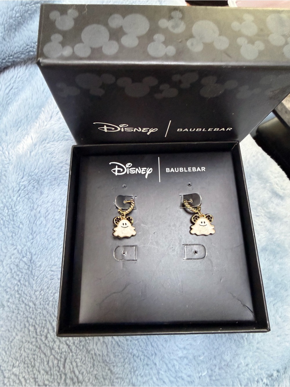 BaubleBar x Disney Gold Hoop Earrings with White Ghost Charms